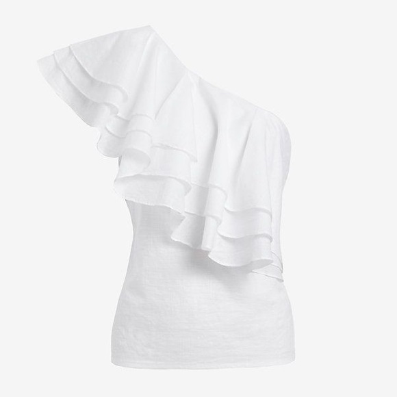 Designers Remix White Ruffled One Shoulder Top - Picture 4 of 16